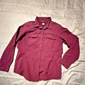 Duluth Trading Co Shirt Women's Large Vented Fishing Camping Hiking Long Back